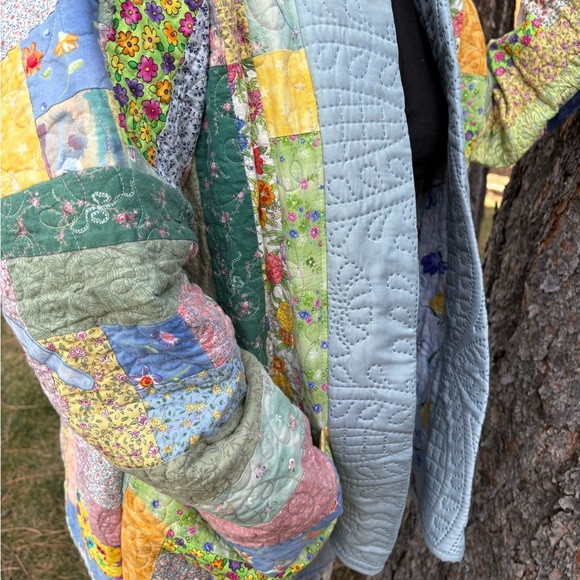 Upcycled quilted swing style Colorful Patchwork Quilted Jacket - Picture 8 of 11